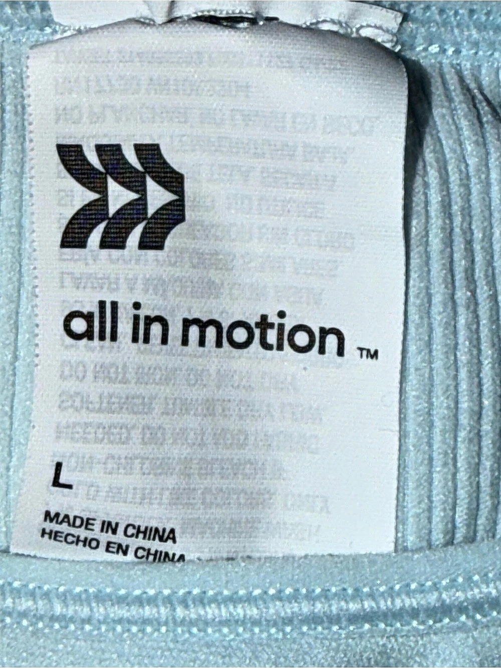 All In Motion Seamless Cropped Bra Top Ribbed Blue Large - Picture 3 of 3
